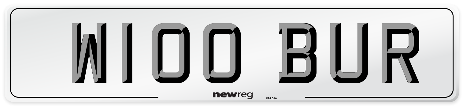 W100 BUR Number Plate from New Reg